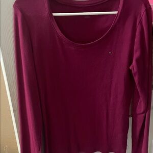 Tommy Hilfiger Long-Sleeve Scoop Neck Top - Wine
